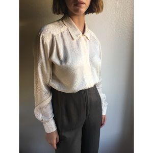 Vintage 100% silk ivory button down